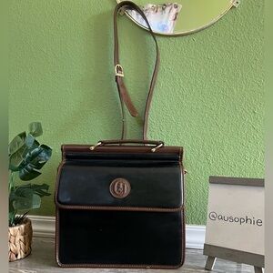 Vintage Charles Hubert Bifold Accordion Briefcase  Satchel Black Brown leather